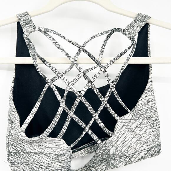 Onzie Flow Womens Active Fitness Scribble Print Strappy Sports Bra Sz M/L Gray - Picture 3 of 6